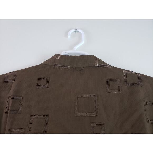 (J5) Vintage Maltos Men's Shirt Size XXL Button Down Embroidery Brown Sheer - Picture 5 of 7